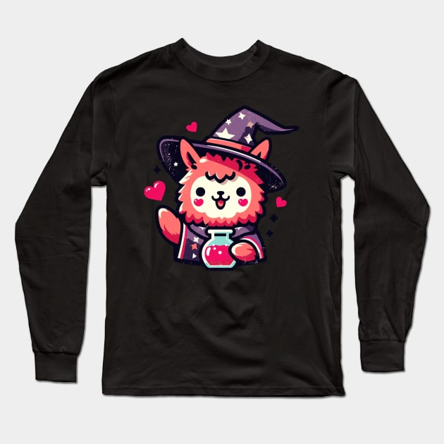 Kawaii llama wizard of love Long Sleeve T-Shirt by TomFrontierArt